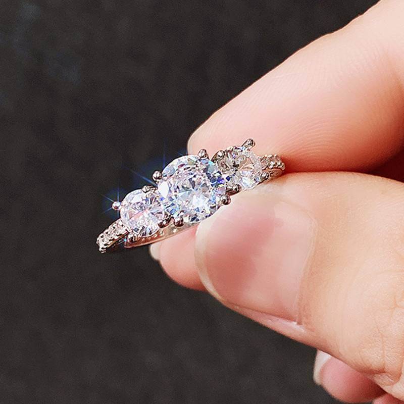 Silver Color Round Cut Ring