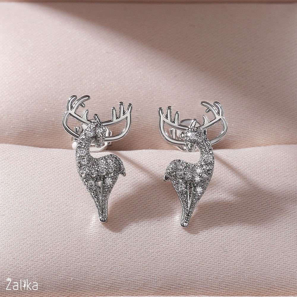 Silver Deer Stud Earrings