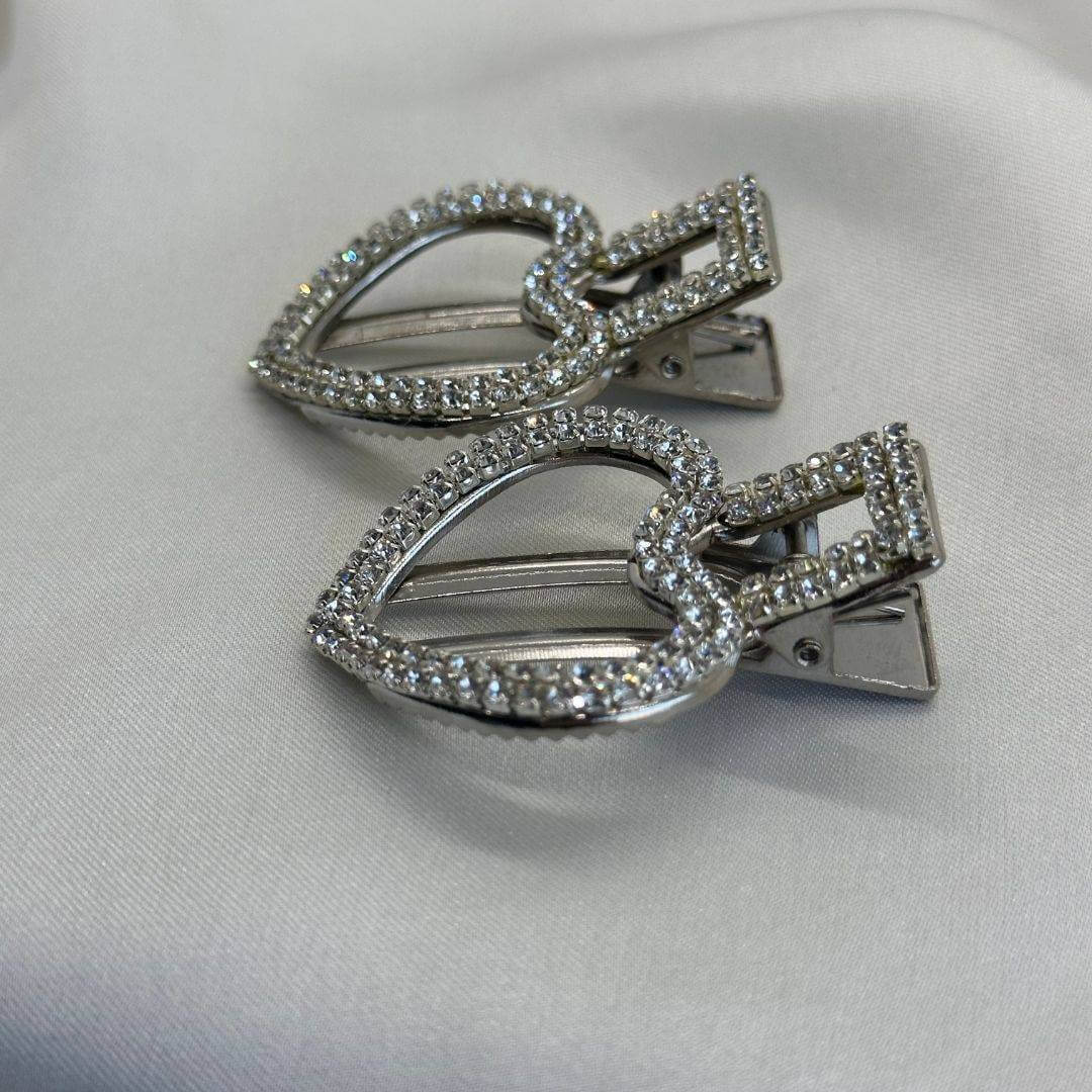 Silver Heart Hair Clip Pack of 2