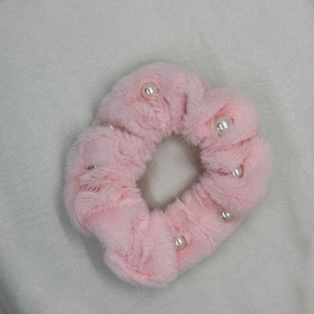 Soft Fur Pearl Hair Scrunchy