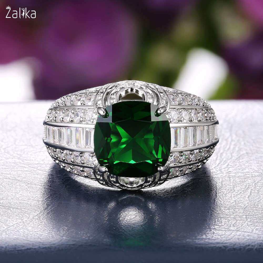 Square Green Stone Vintage Ring