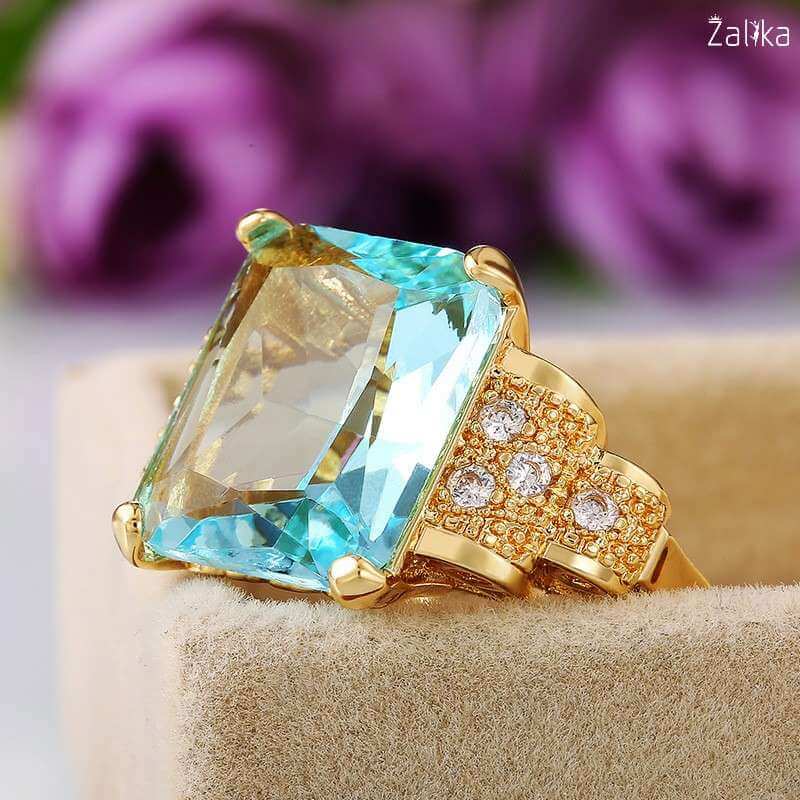 Super Big Pure Light Blue Zircon Ring