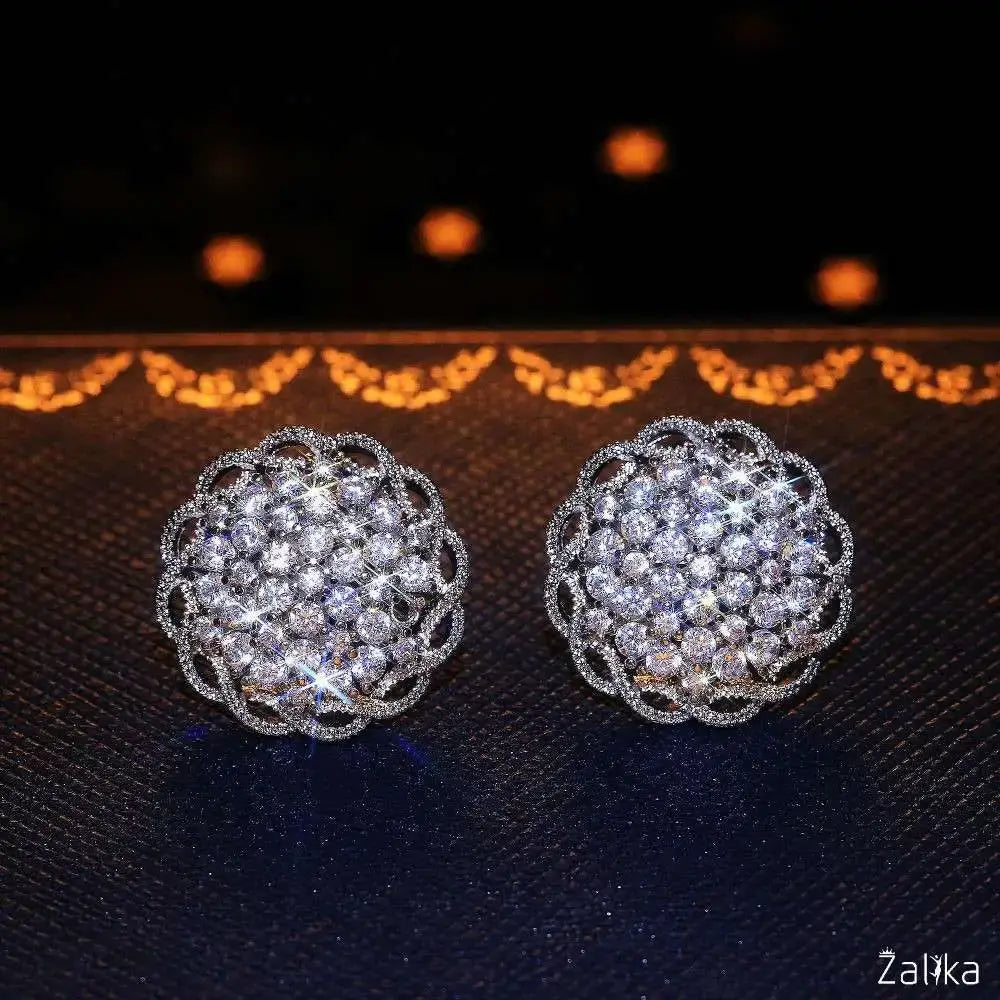 Big Round Flower Stud Earrings