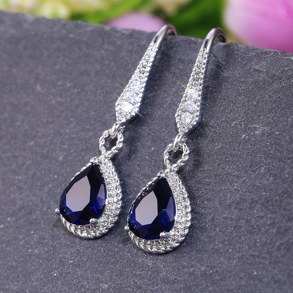Tear Blue Crystal Earrings