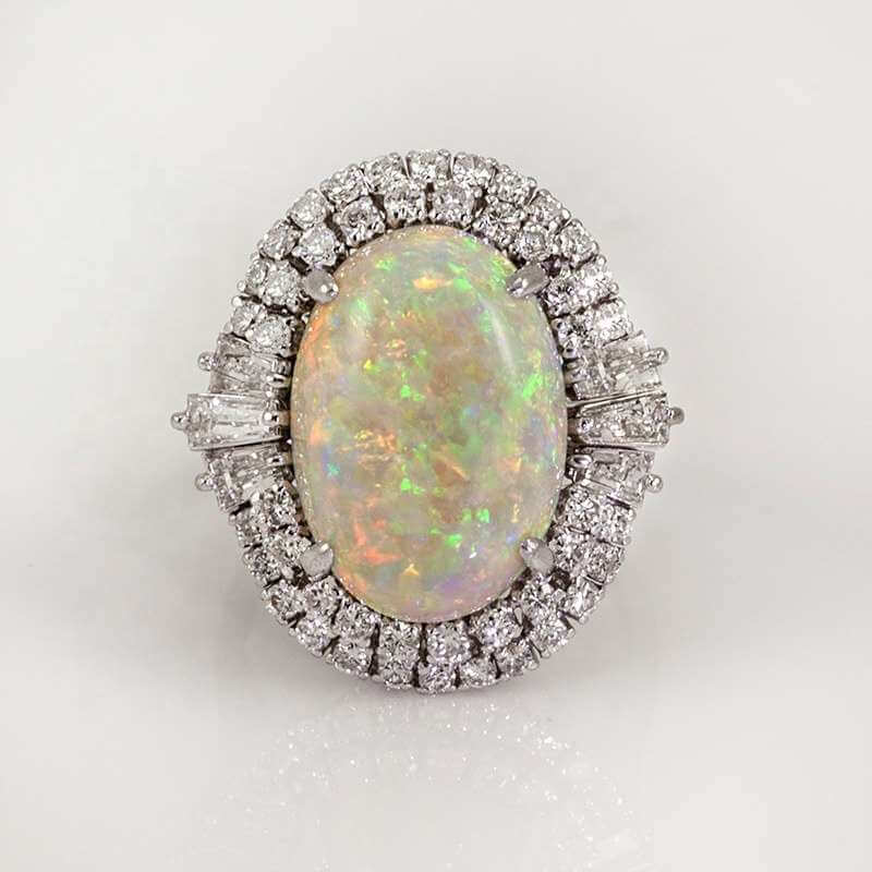 White Fire Zircon Stone Brass Ring