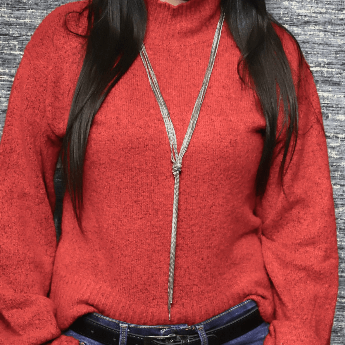 Bone Chain Pulling Long Tassel Necklace