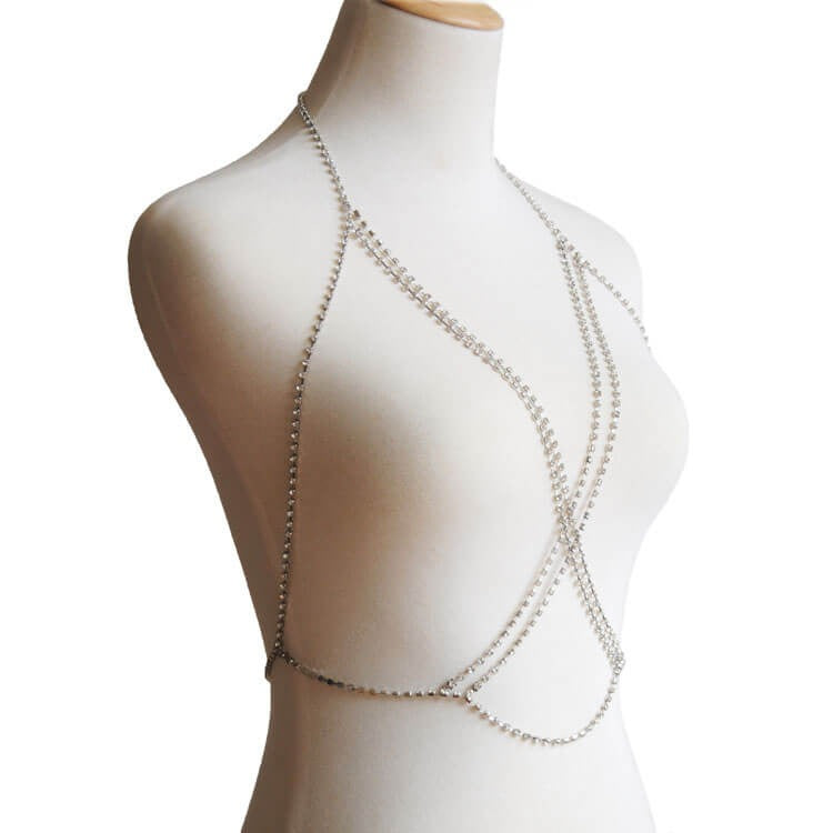 New Ladies Sexy Multilayer Rhinestone Cross Body Chain