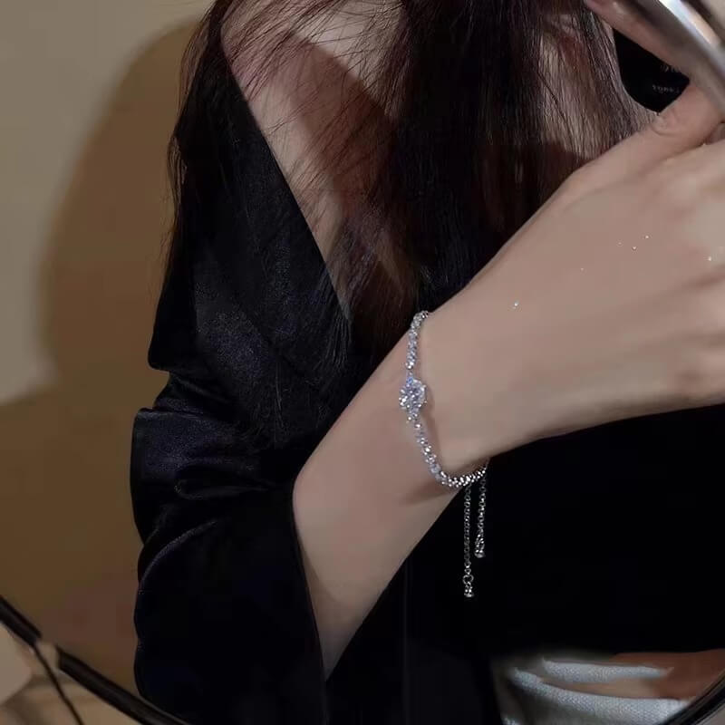 Silver Plated Micro Set Adjustable Zircon Bracelet