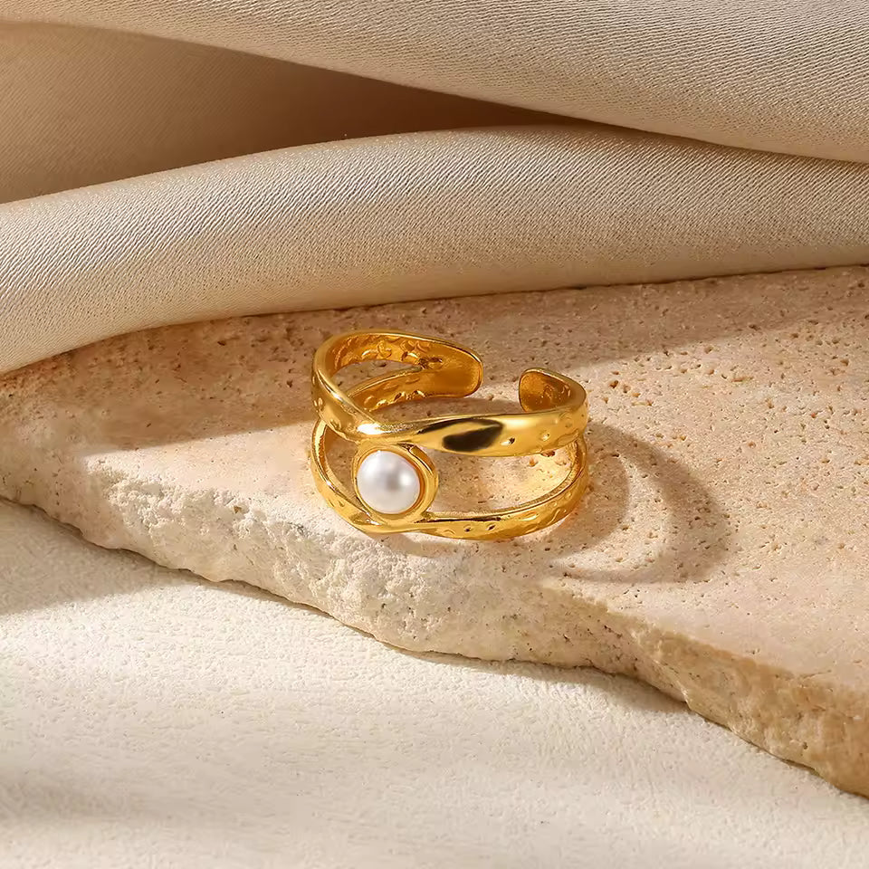 Cubic Zirconia Surface Open Ring