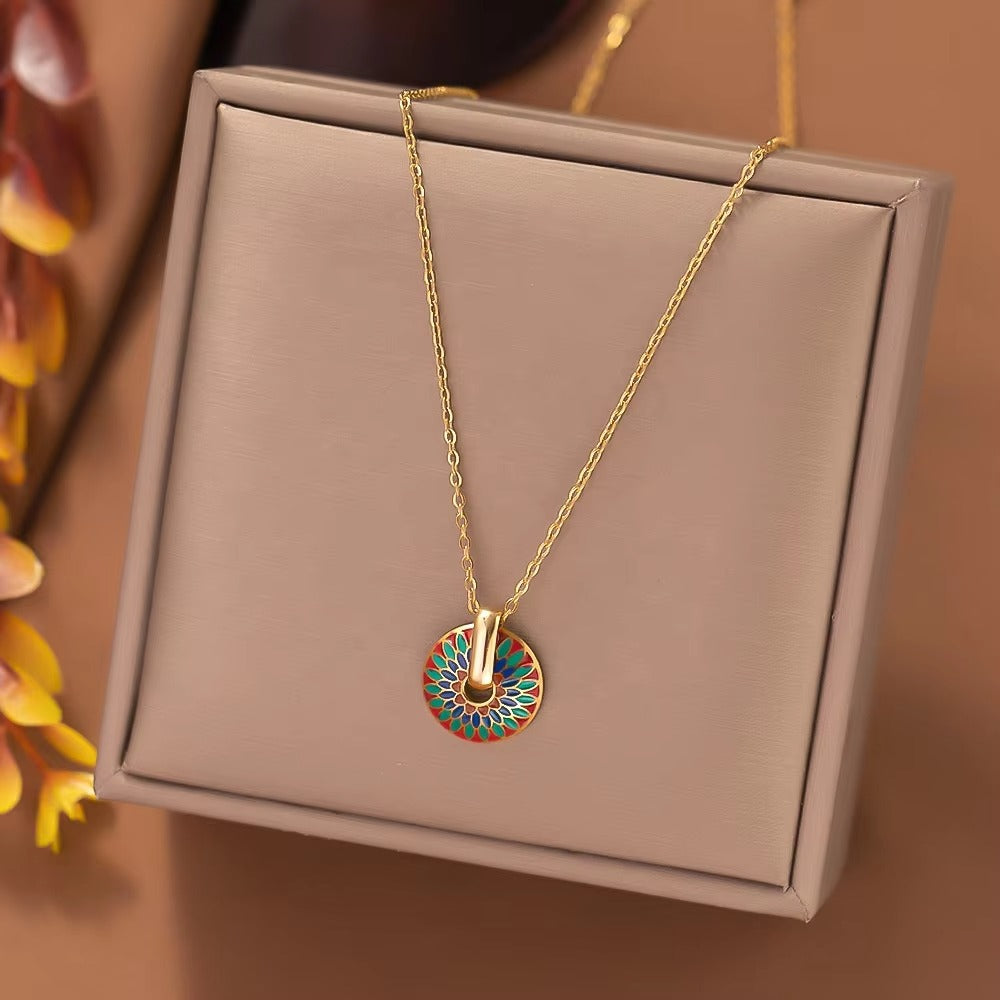 Vintage Colorful Floral Necklace