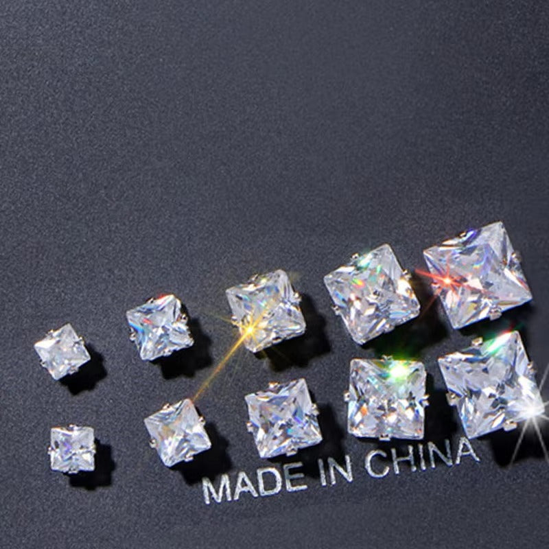 AAA Cubic Zirconia Rectangle Stud Earrings