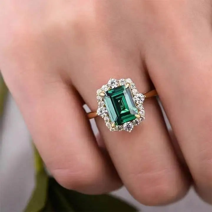 Emerald Cut Zircon Crystal Rings