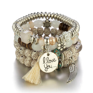 beige beads bracelet