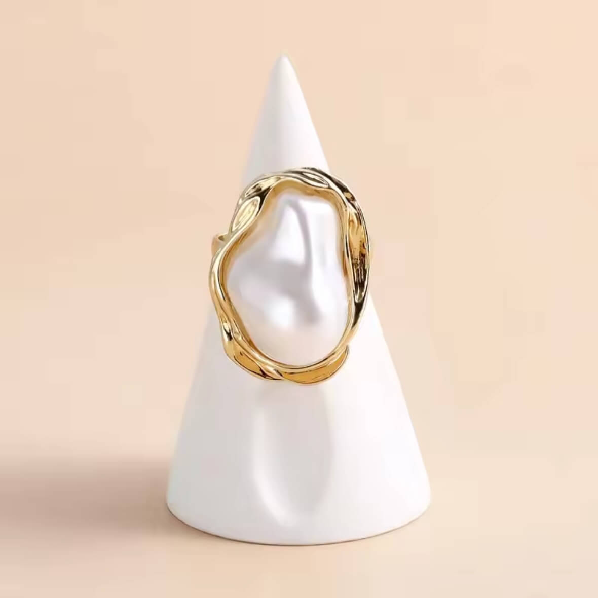 Moonlit Love Oval Pearl Ring