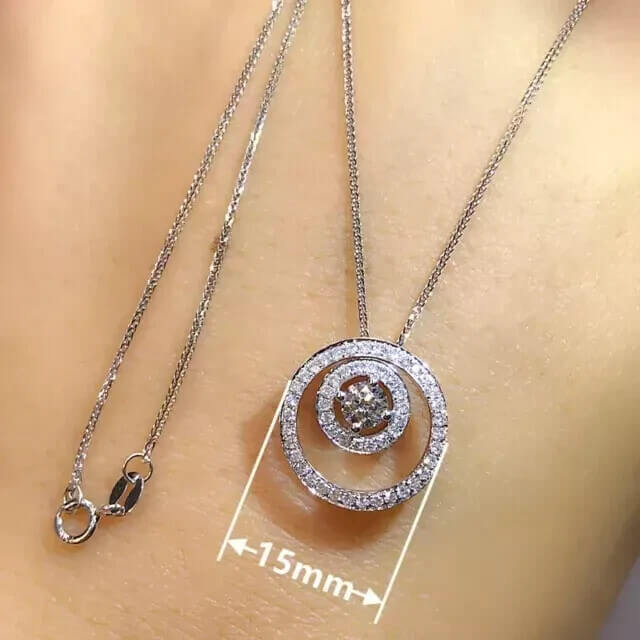Silver Plated Zircon Crystal round Pendant