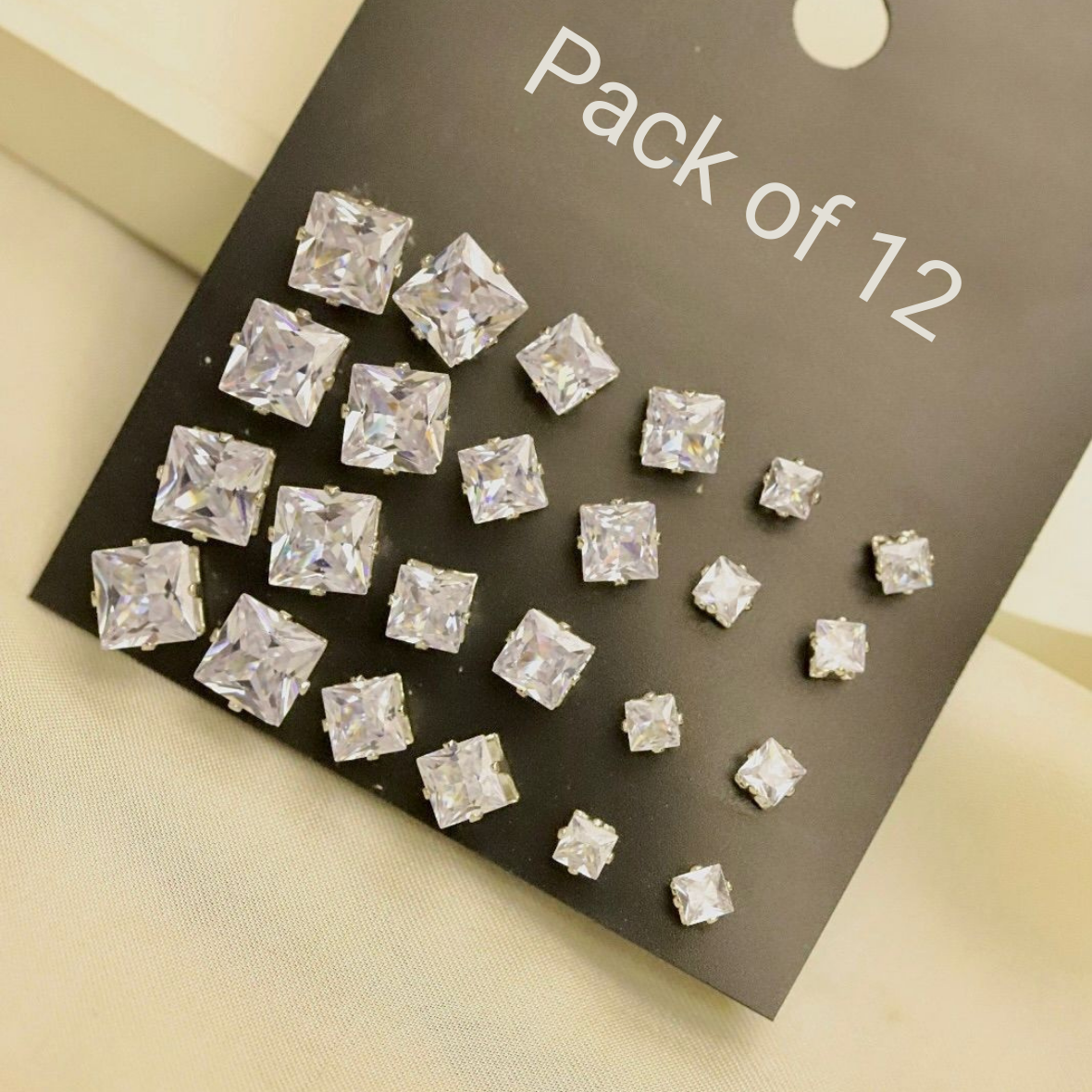 AAA Cubic Zirconia Rectangle Stud Earrings