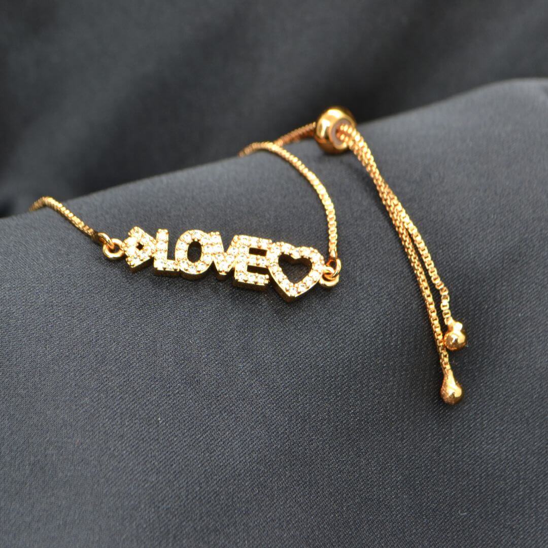 Cute Love n Heart Gold Bracelet