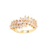 Crystal Cubic Zirconia Leaf Shape Ring