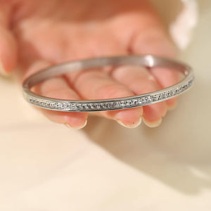 silver zircon bangle