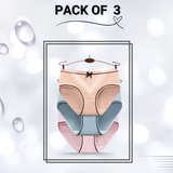 Polyester Bow Panties Pack Of 3  ( Pink , Skin , Sky blue)