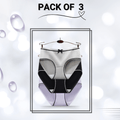 Polyester Bow Panties Pack Of 3 (Black, Grey, Lavender)