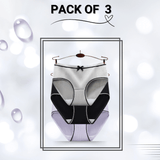 Polyester Bow Panties Pack Of 3 (Black, Grey, Lavender)