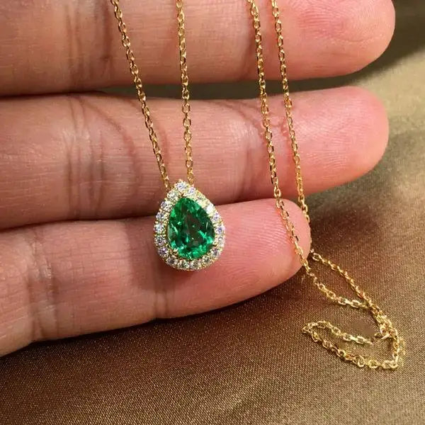 18K Gold Plated Green Diamond Necklace