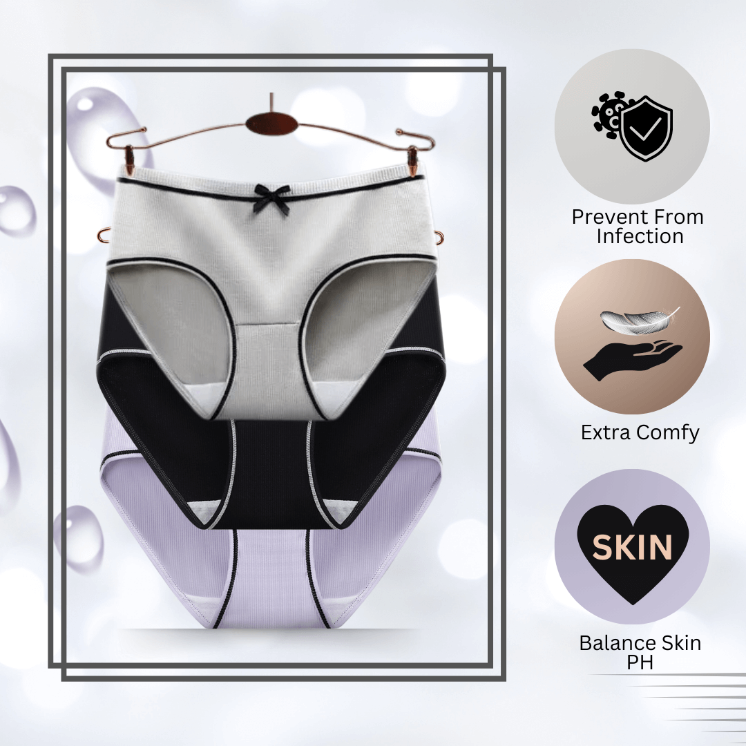 Polyester Bow Panties Pack Of 3 (Black, Grey, Lavender)