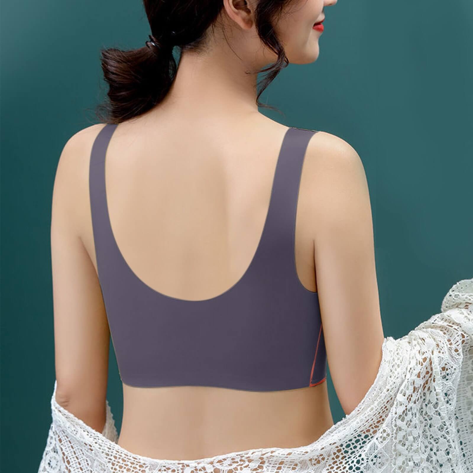 Soft Spandex Seamless Wire free Bra – Purple grey