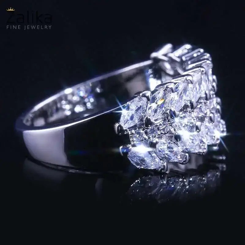 Wheat Shaped Zircon Diamond Leaf Ring
