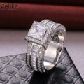 Diamond Imitate Luxury Silver Wedding Ring