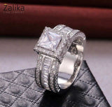 Diamond Imitate Luxury Silver Wedding Ring