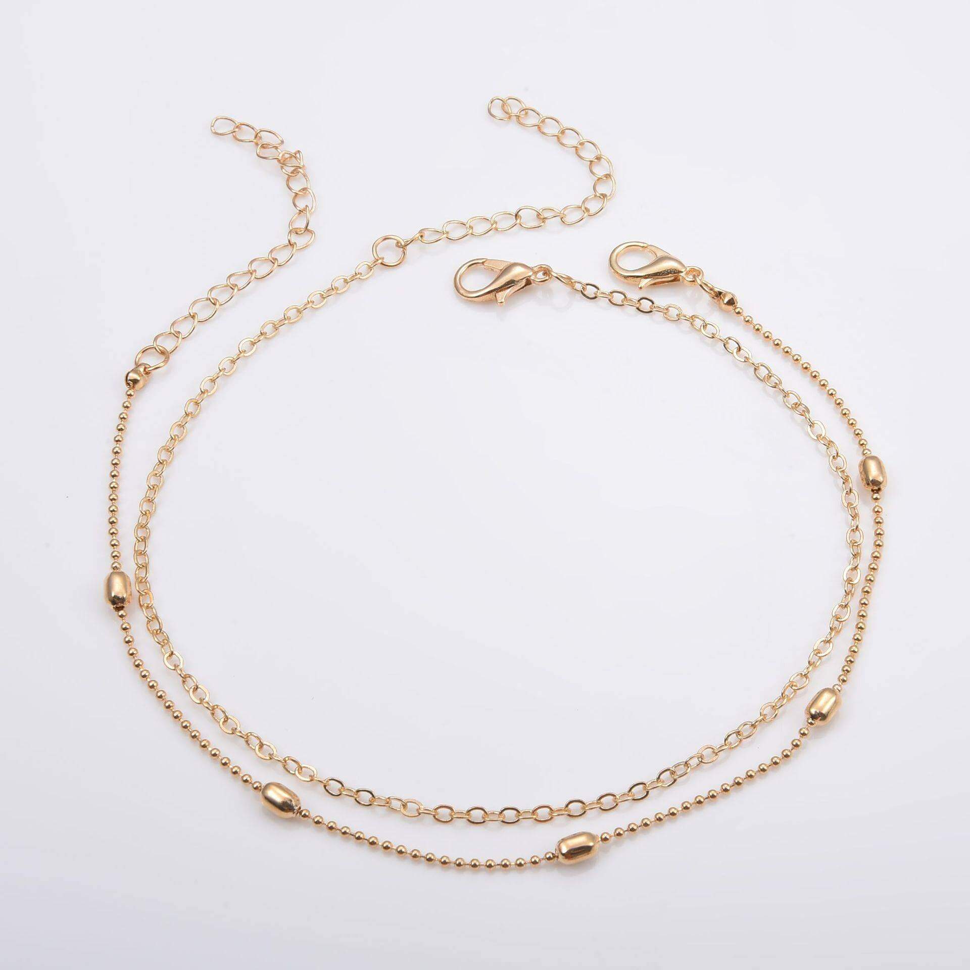 2 pc Chain Suit Bead Chain Anklet