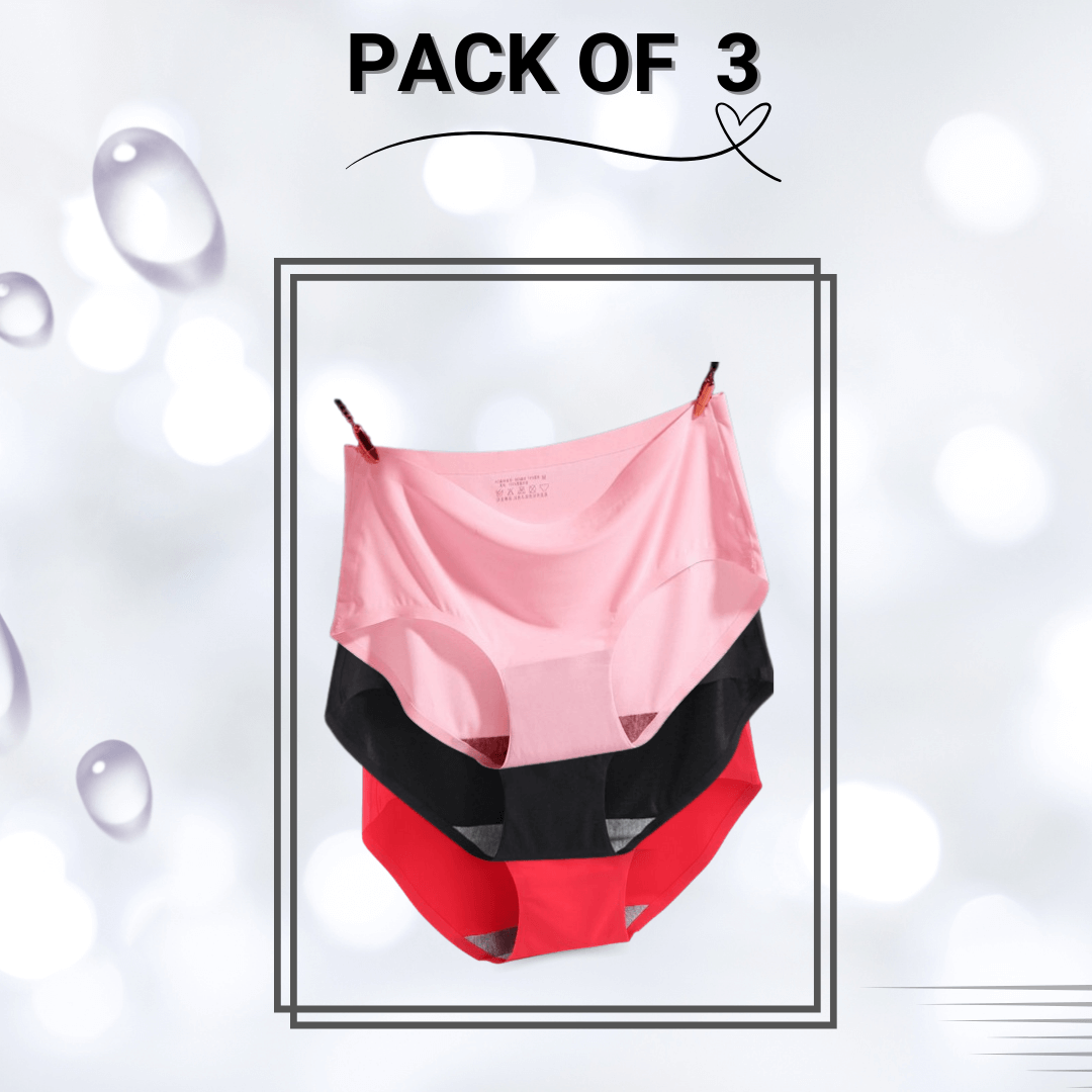 Seamless Panties Pack Of 3  (Red, Black, Pink)