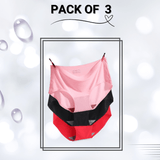 Seamless Panties Pack Of 3  (Red, Black, Pink)