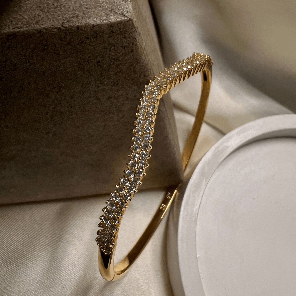 Wave Pave Gold Plated Bangle