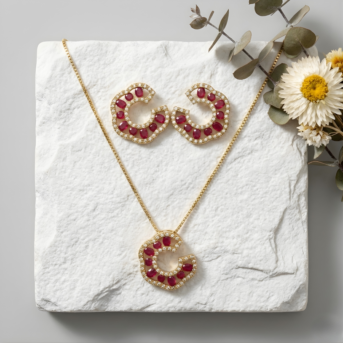 C Shape Diamond Halo