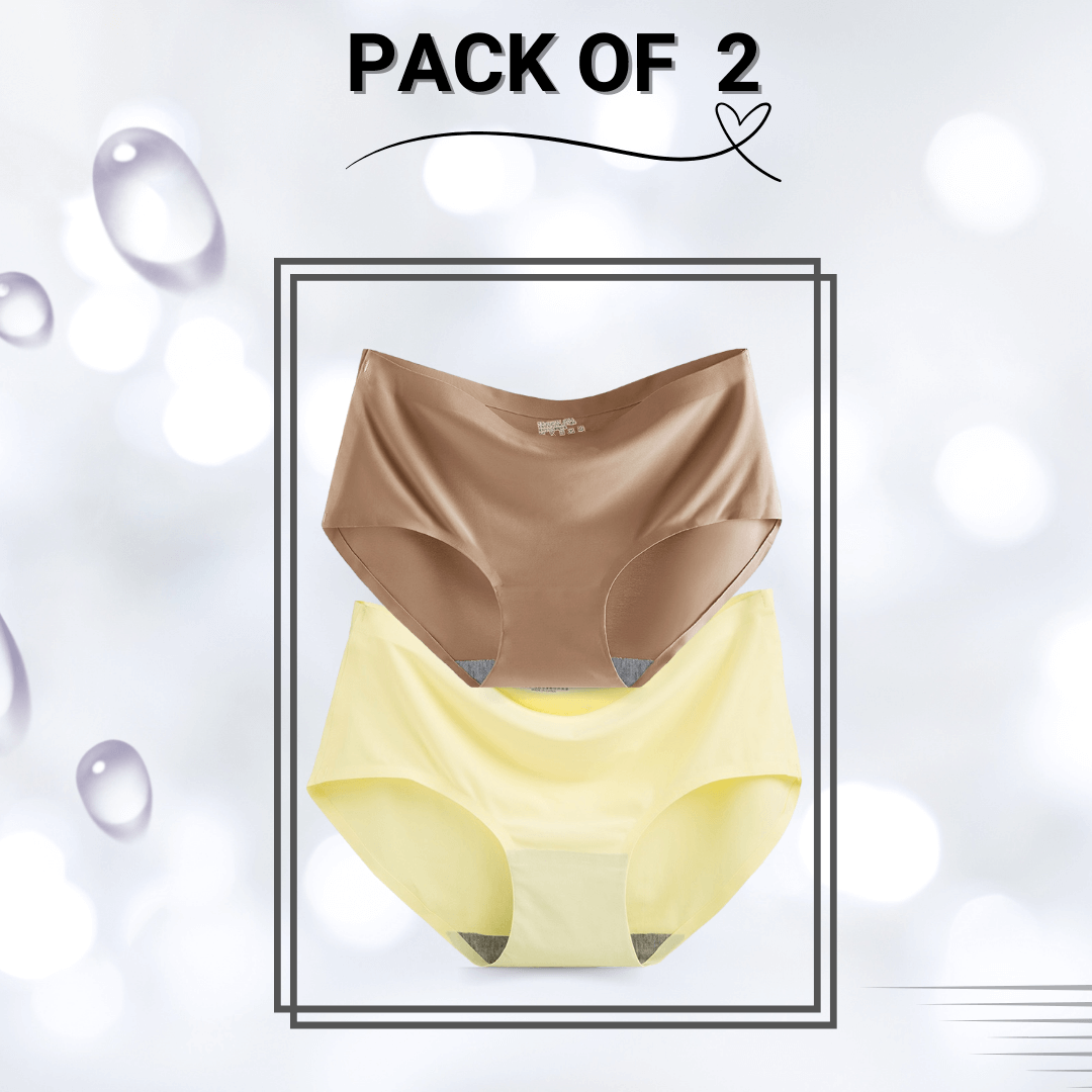 Seamless Panties Pack Of 2  (Yellow, Pinkish brown)