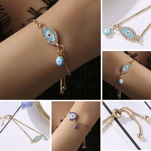 Sky Blue Evil Eye Charm Bracelet
