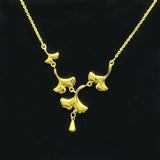 3 Flowers Style Gold color Necklace