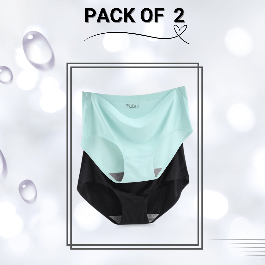 Seamless Panties Pack Of 2 (Large){Black, Light Sea Green}