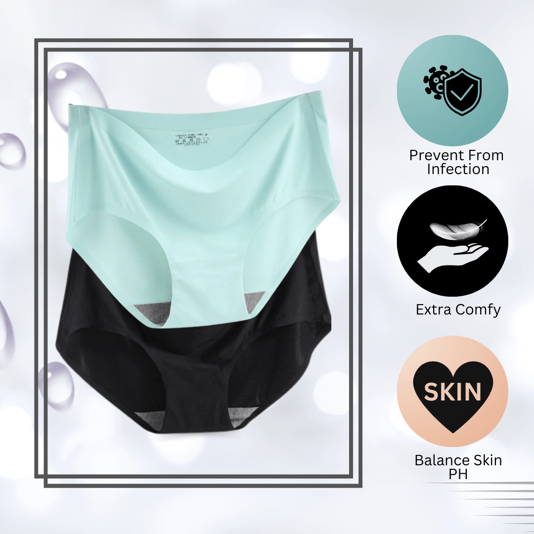 Seamless Panties Pack Of 2 (Large){Black, Light Sea Green}