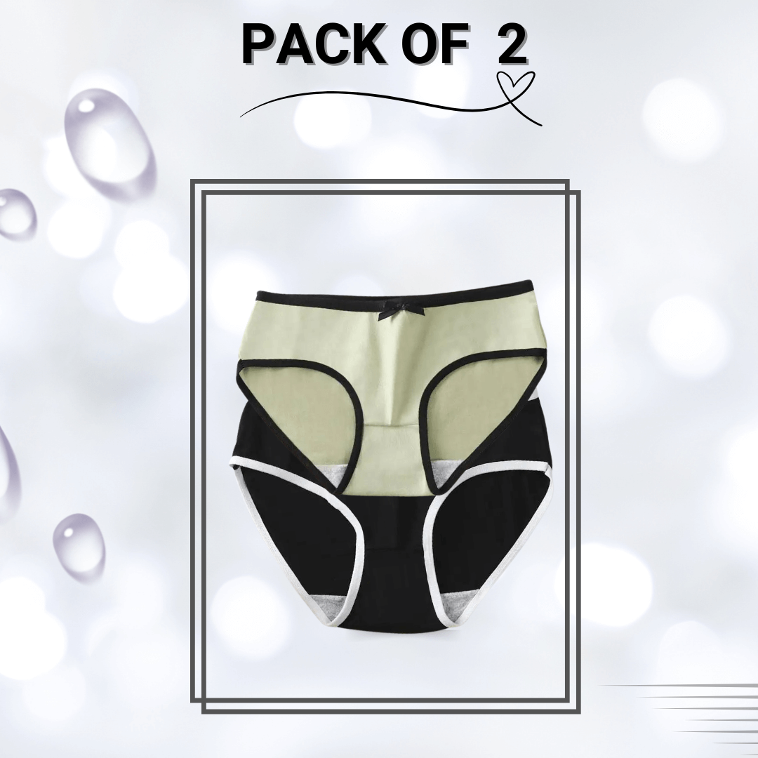 Cotton Panties Pack Of 2 (Medium) {Black, Green}