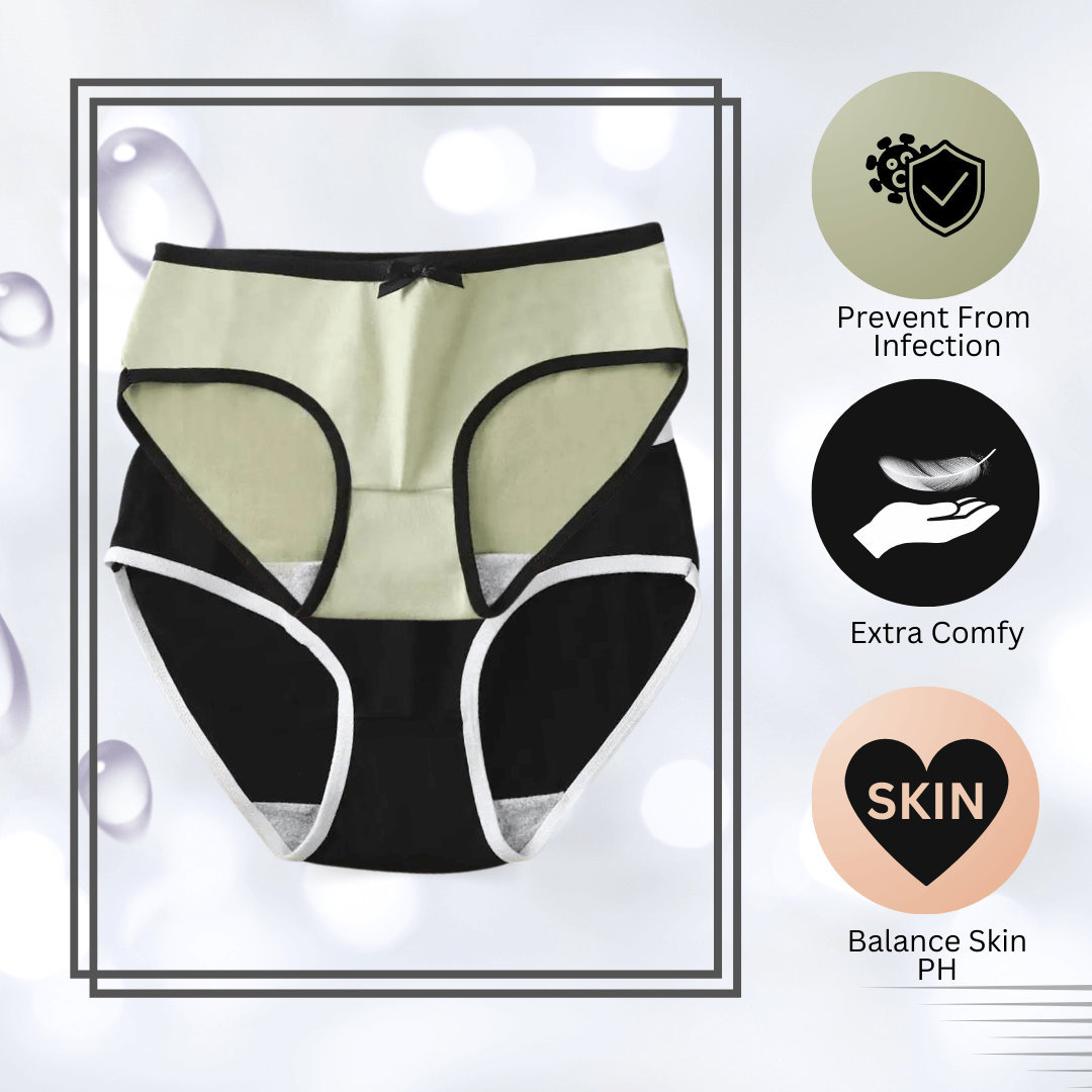 Cotton Panties Pack Of 2 (Medium) {Black, Green}