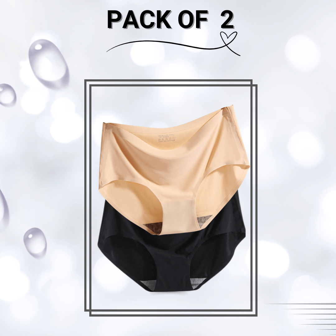 Seamless Panties Pack Of 2 - Medium (Black , Pinkish brown)
