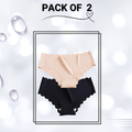 Seamless Scallop Trim Panty Pack of 2 - Medium (Black, Pink)