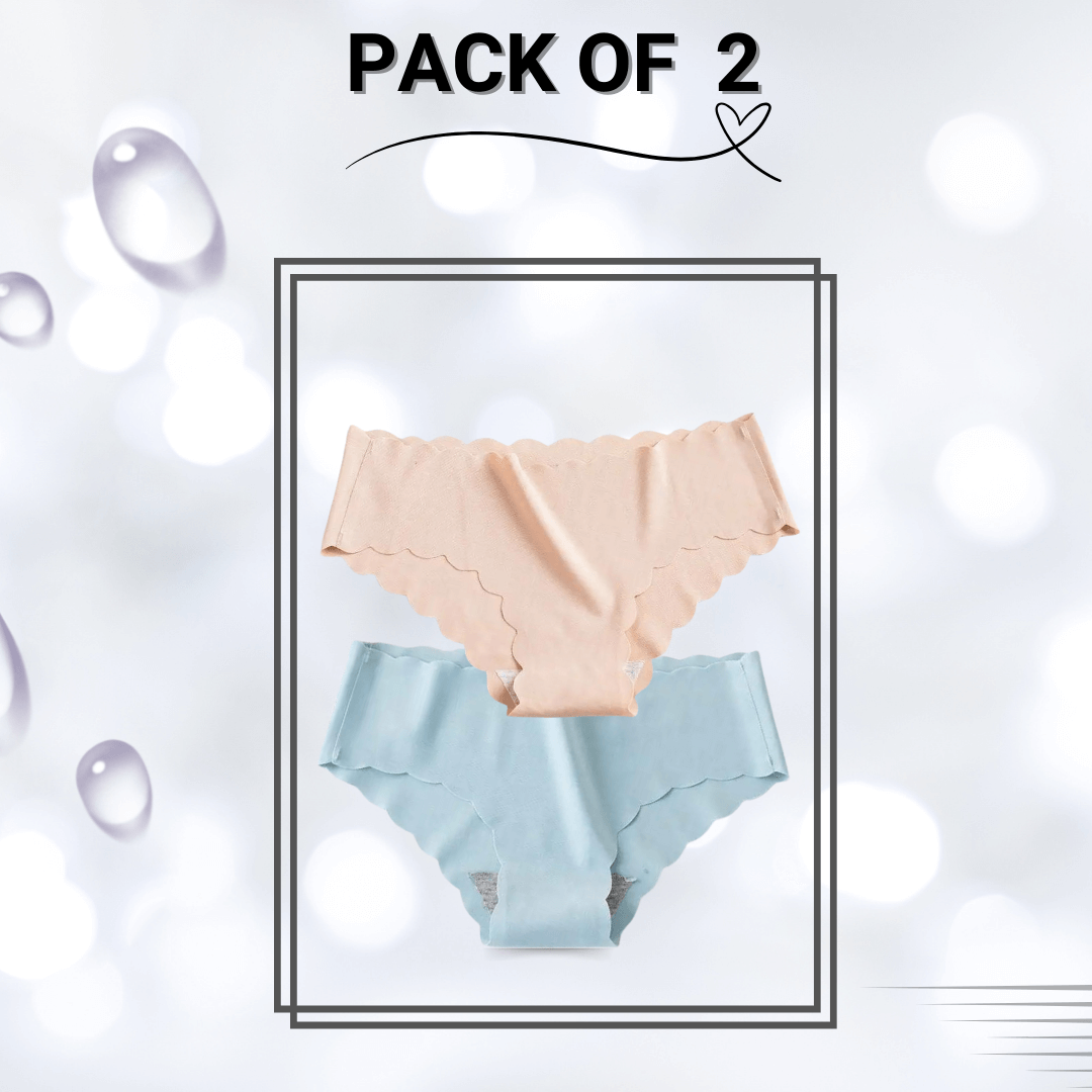 Seamless Scallop Trim Panty Pack of 2 (Pink, Sky blue)