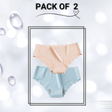 Seamless Scallop Trim Panty Pack of 2 (Pink, Sky blue)