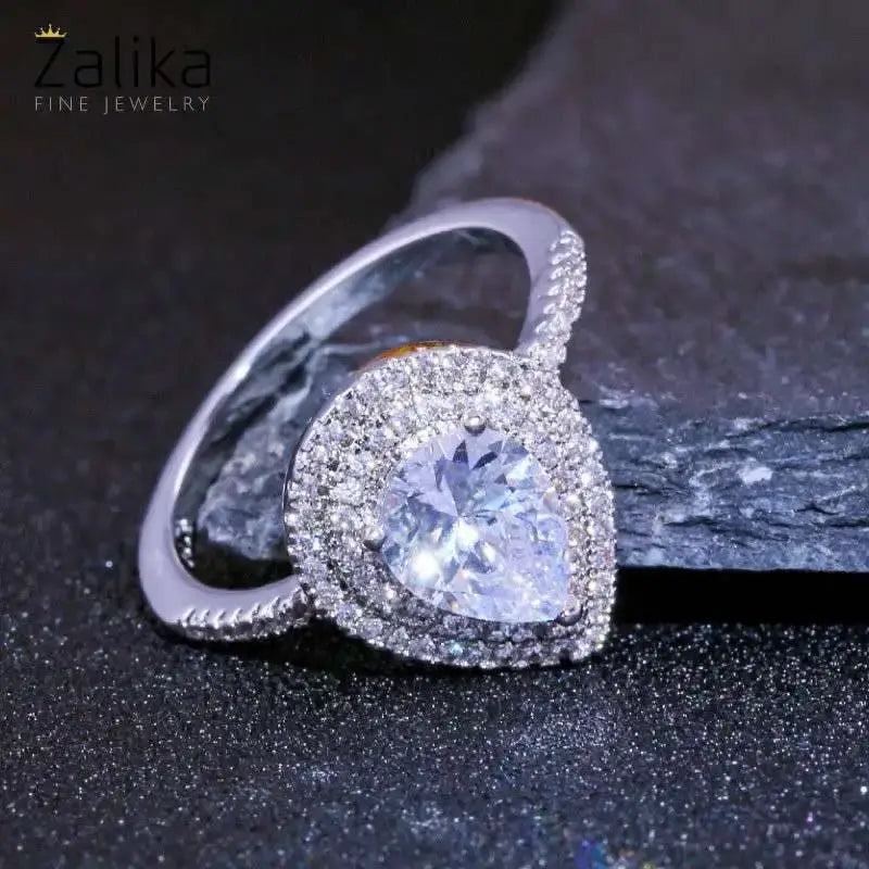 Pear shape zircon ring