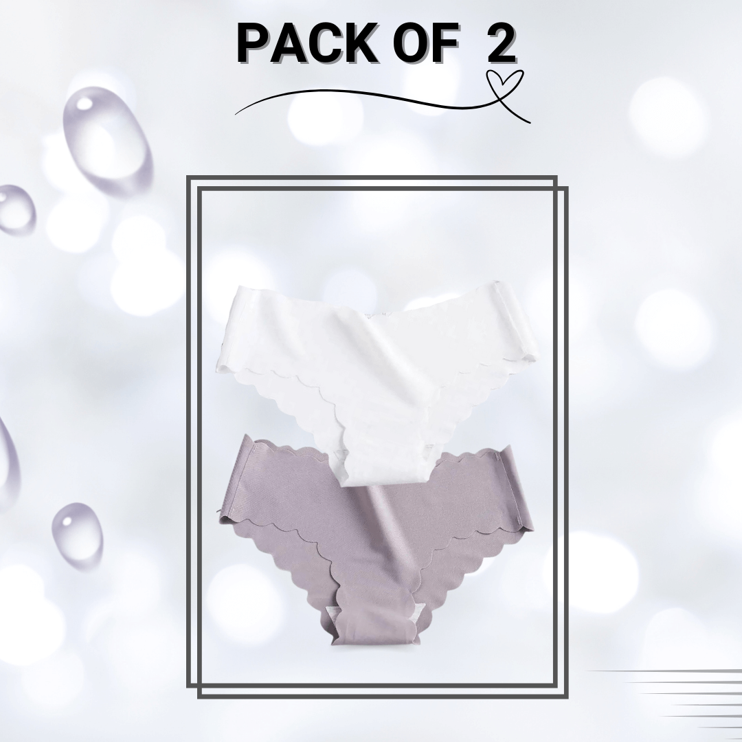 Seamless Scallop Trim Panty Pack of 2 (White, Grey)